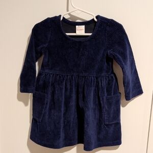 Hanna Andersson Navy Corduroy Long-Sleeve Kids Dress